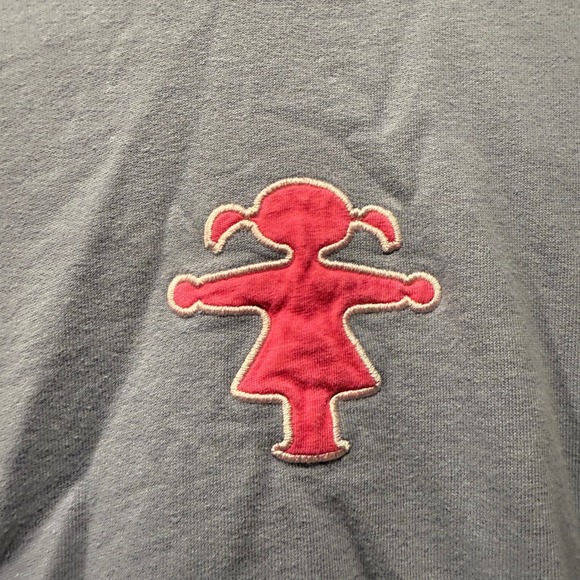 Ampelmann Kids Gray Hoodie with Pink Girl Logo Kangaroo Pocket Organic Cotton - Picture 2 of 7